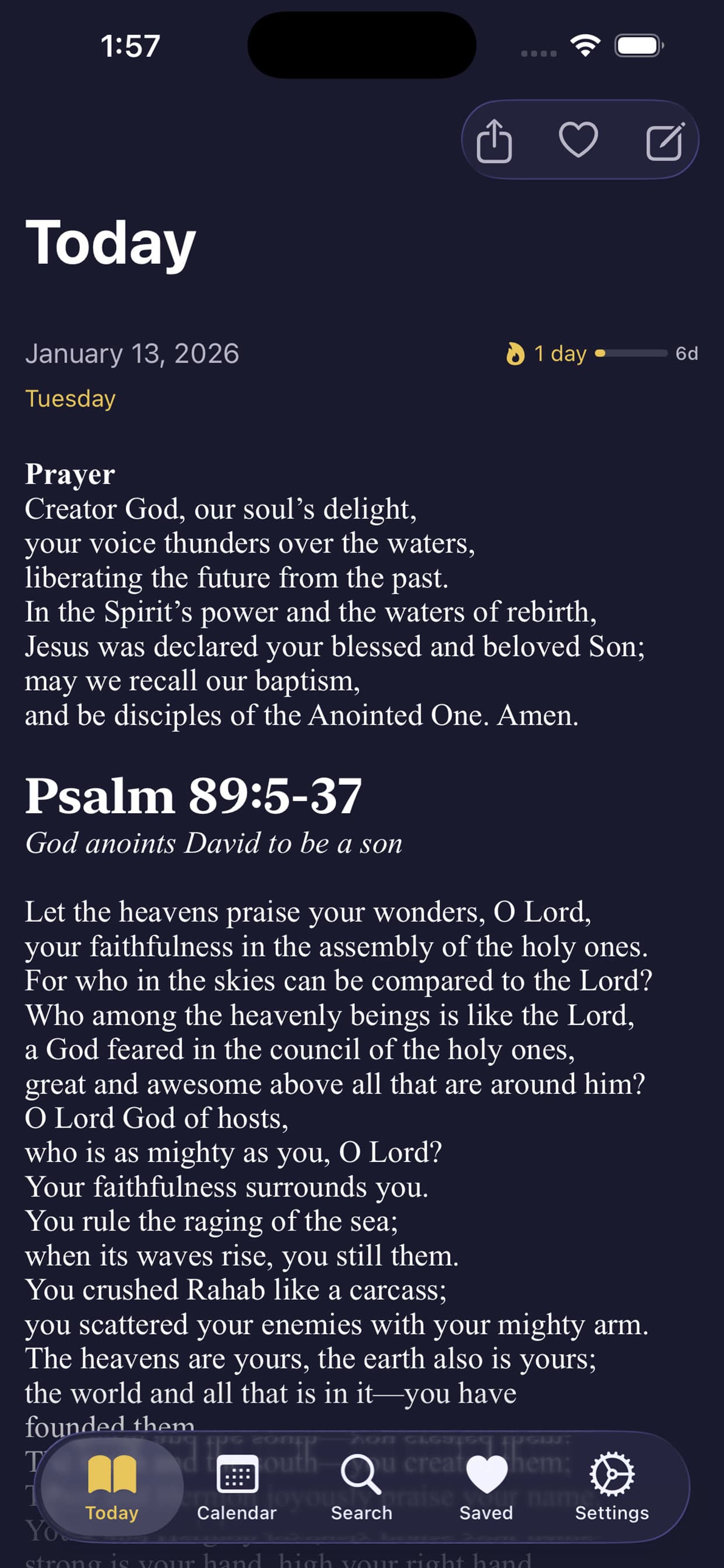 Daily Lectio iOS application